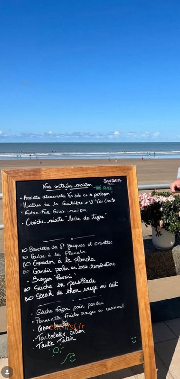 Carte et menu de Le Rayon Vert à Saint Gilles Croix de Vie — La carte