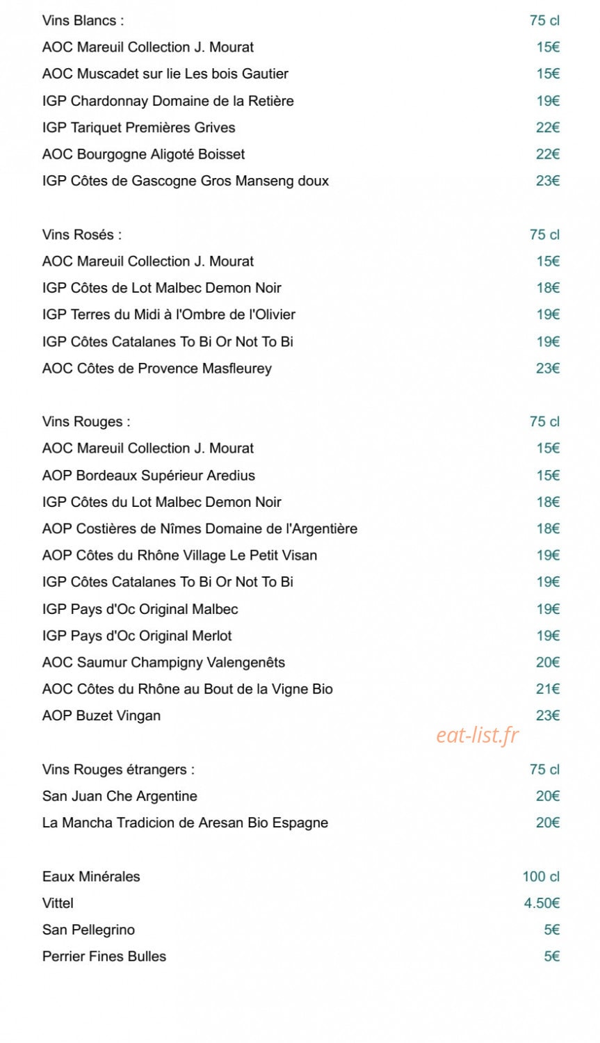 Restaurant Le Qg — carte page 1