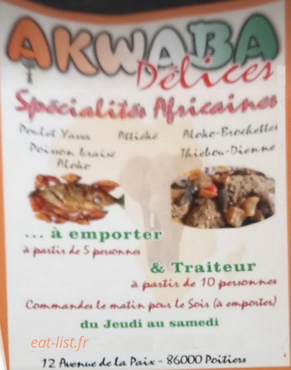 Akwaba délices — carte page 1