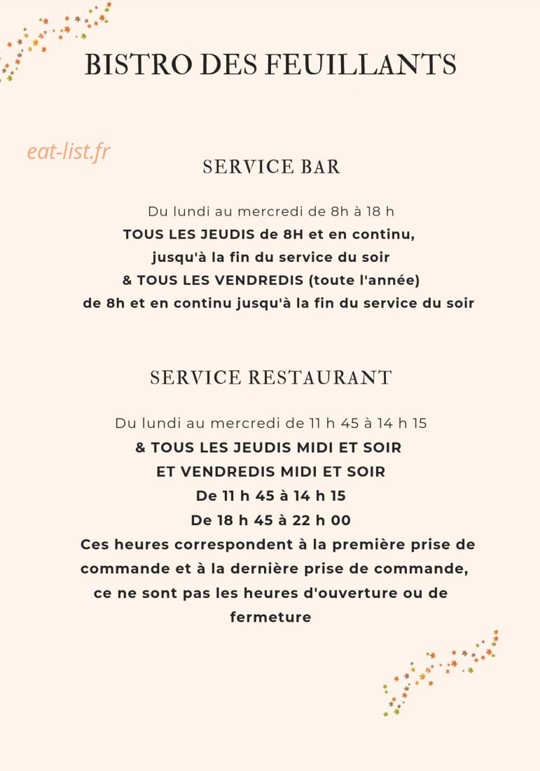 Bistrô des Feuillants — carte page 7