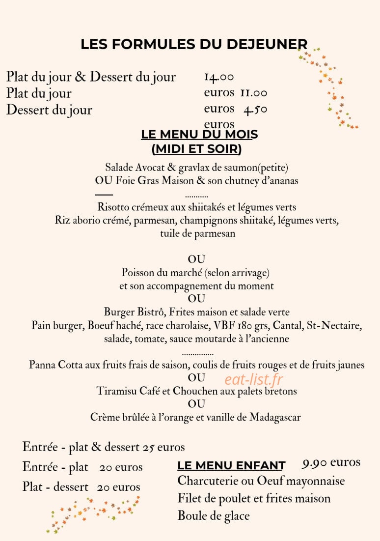 Bistrô des Feuillants — carte page 6