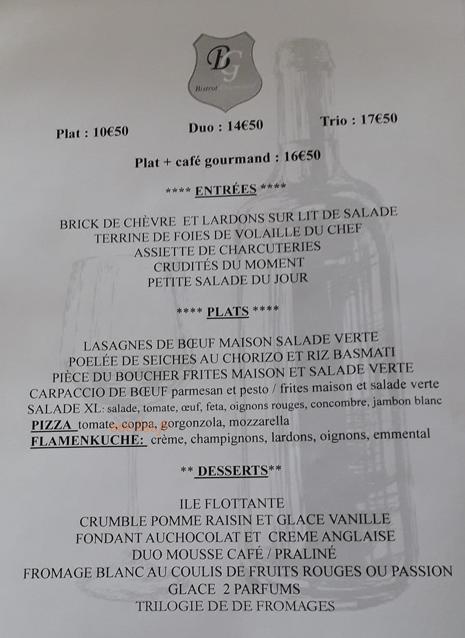 Bistros gourmand — carte page 2