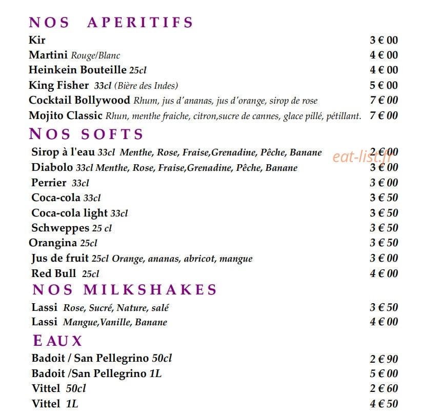 Bolly Food — carte page 9