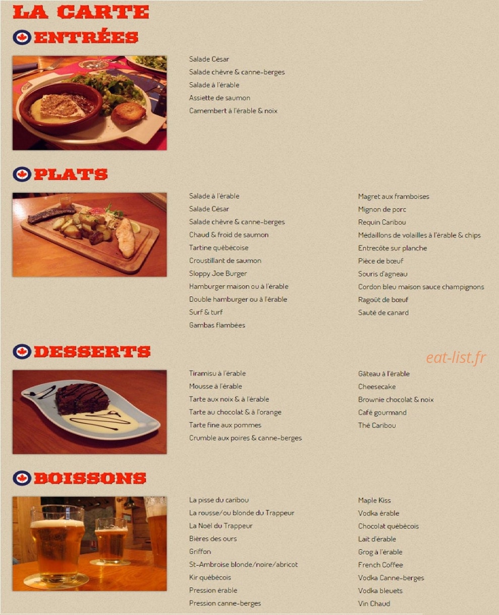 Caribou café — carte page 1
