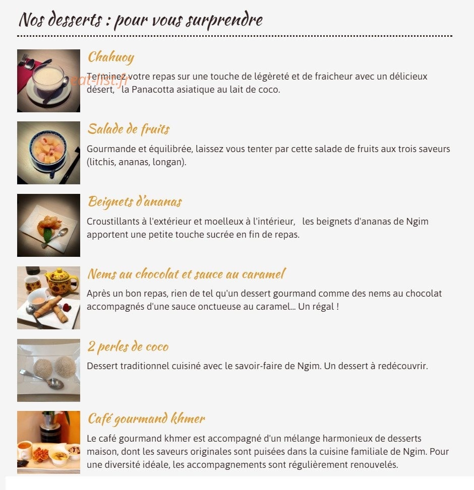 Chez Ngim — carte page 3