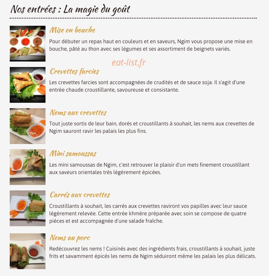 Chez Ngim — carte page 1