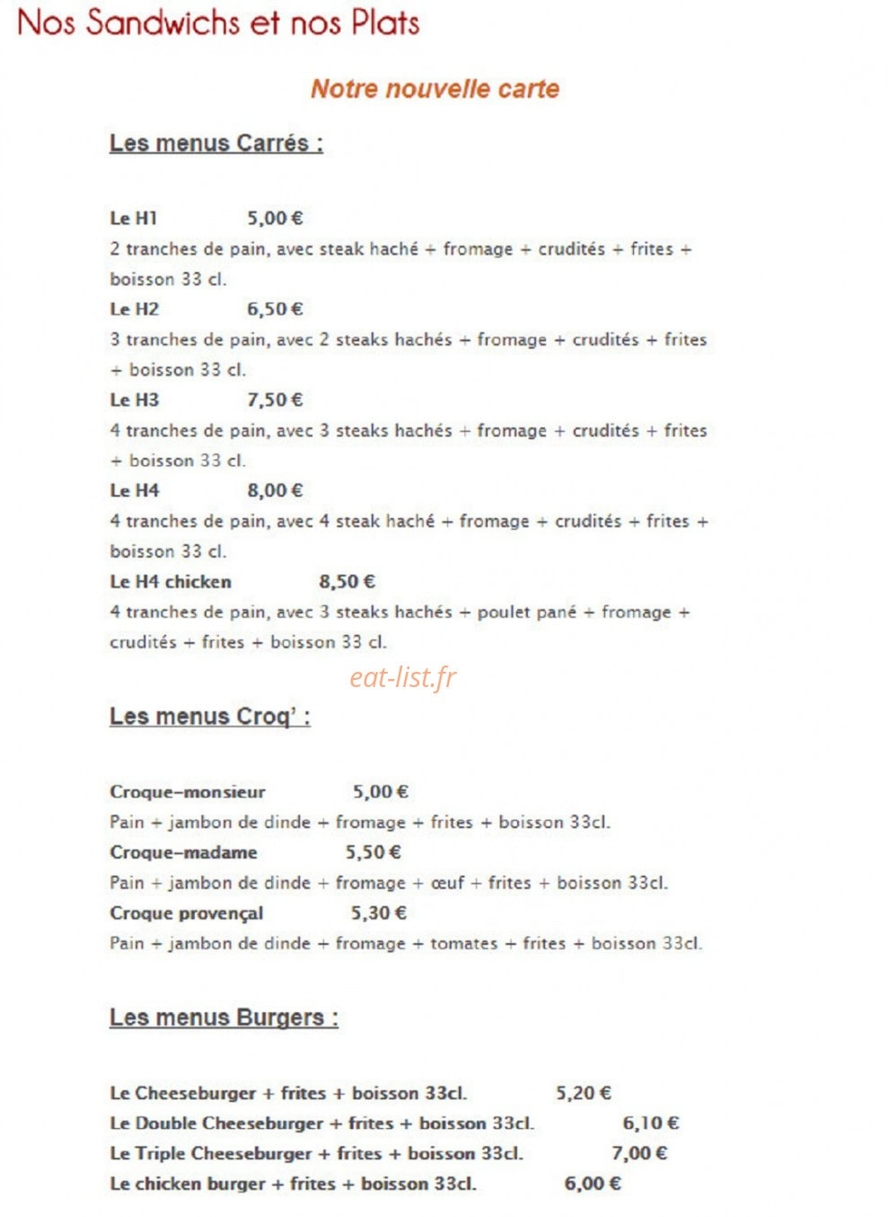 Chez Reza Kebab — carte page 3
