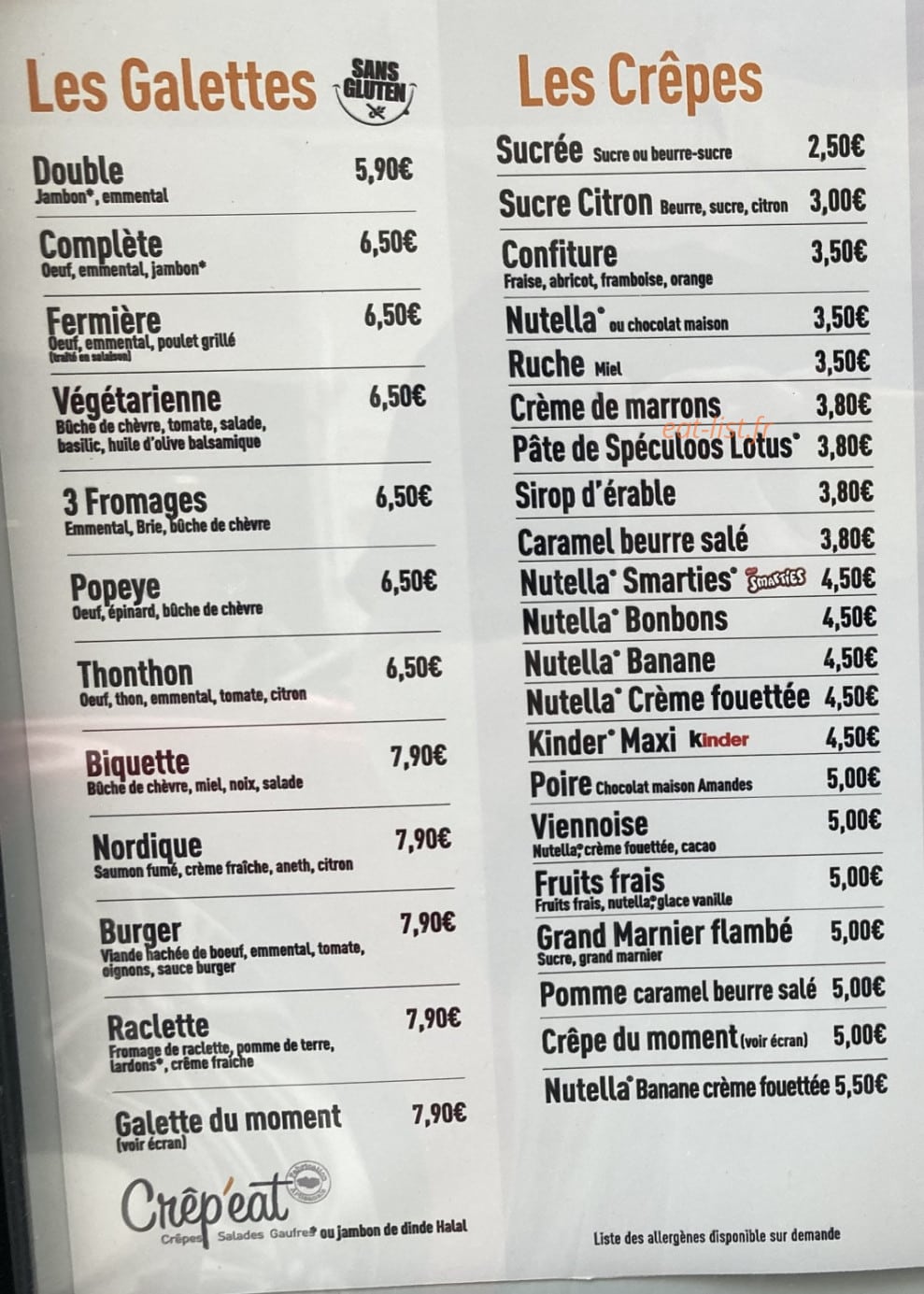 Crêp'eat — carte page 1