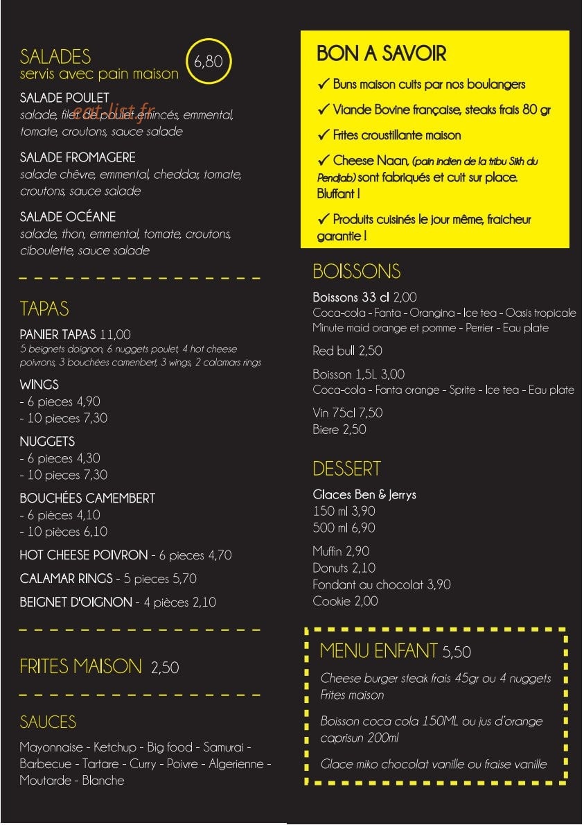 Food burger — carte page 2