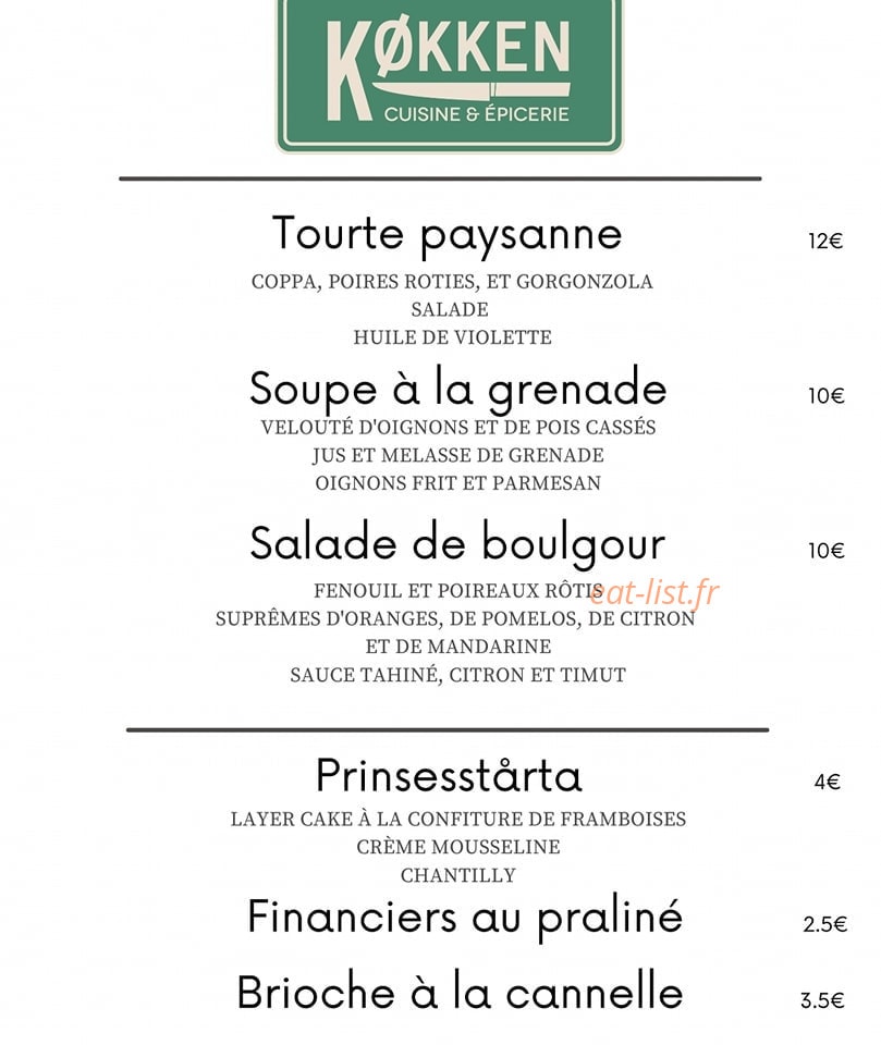 Køkken — carte page 1
