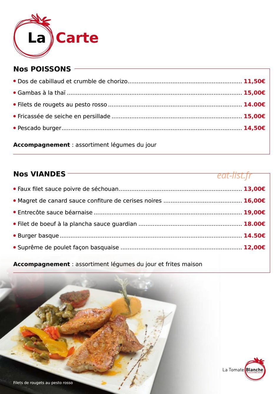 La Tomate Blanche à Poitiers - menu et photos