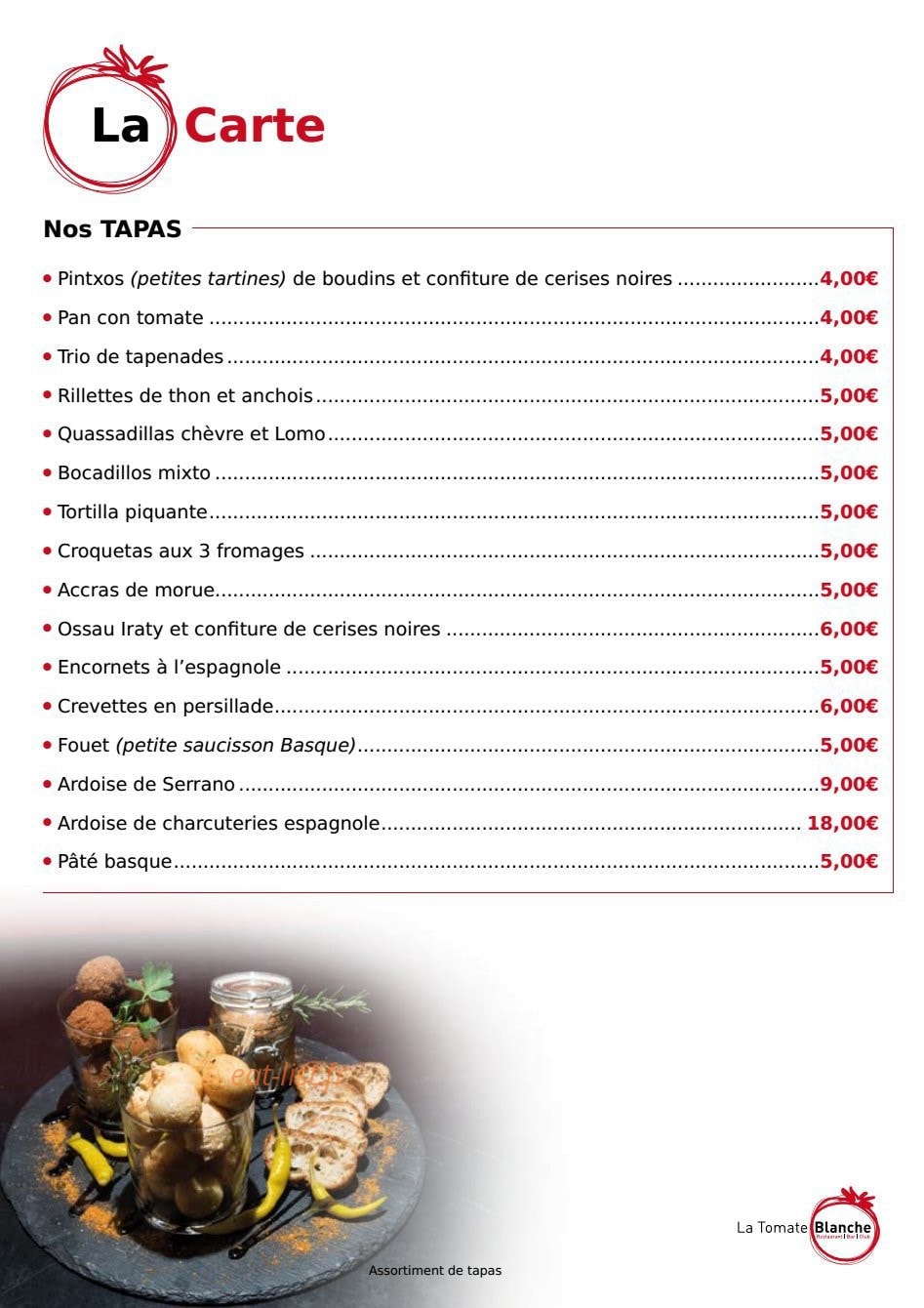 La Tomate Blanche — carte page 2