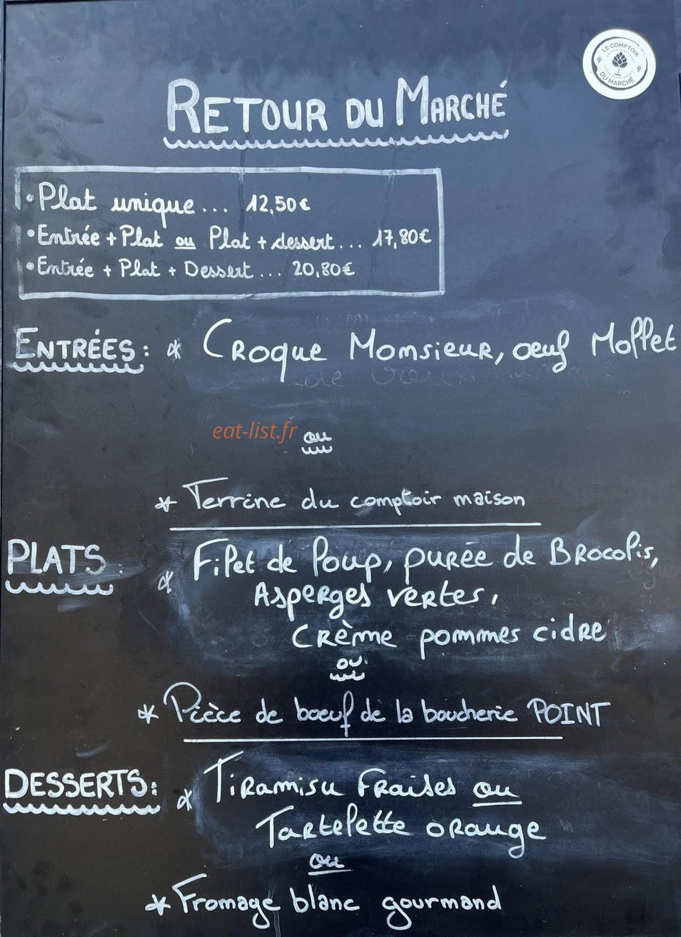Le Comptoir du Marché — carte page 1