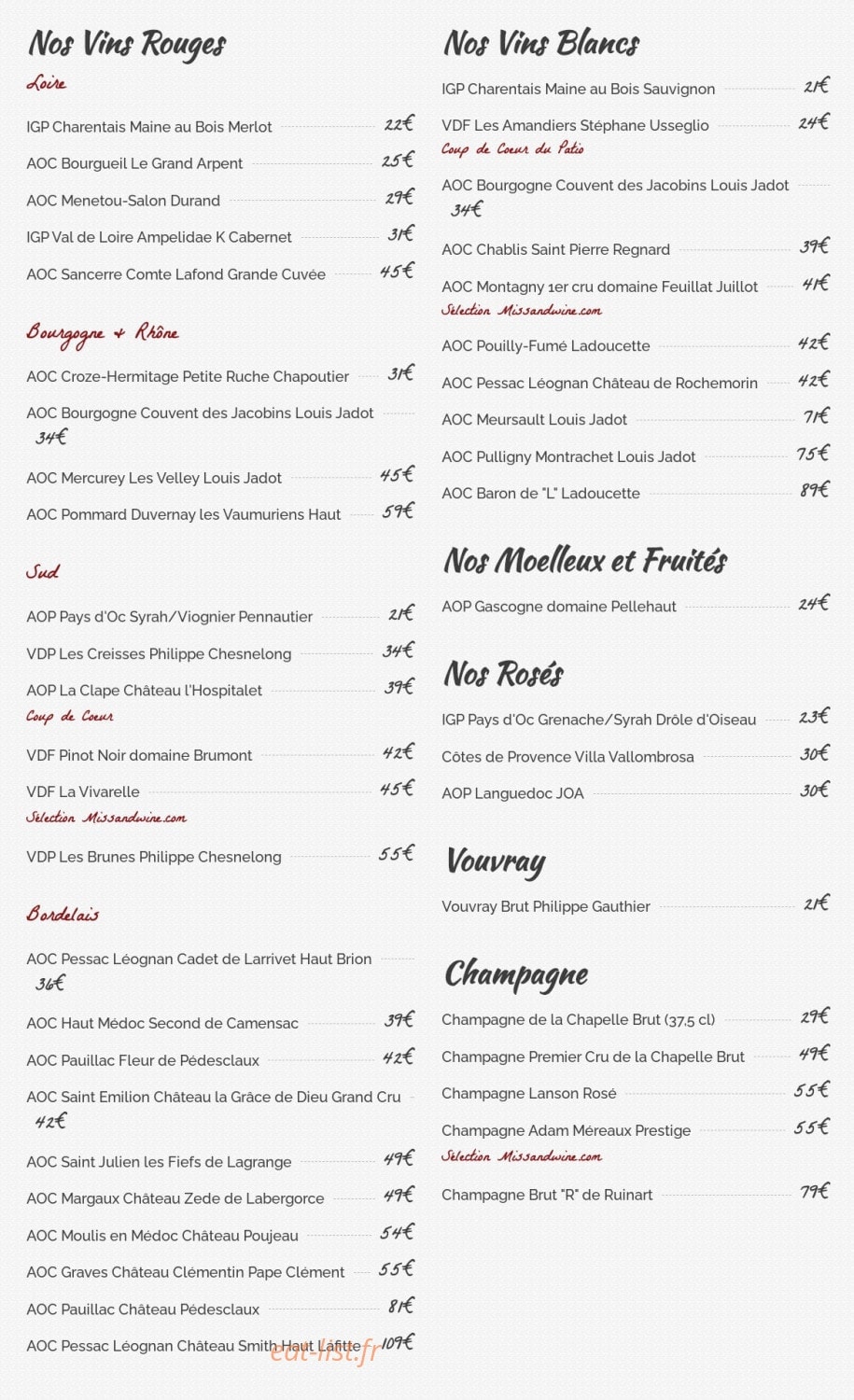 Le Patio — carte page 1