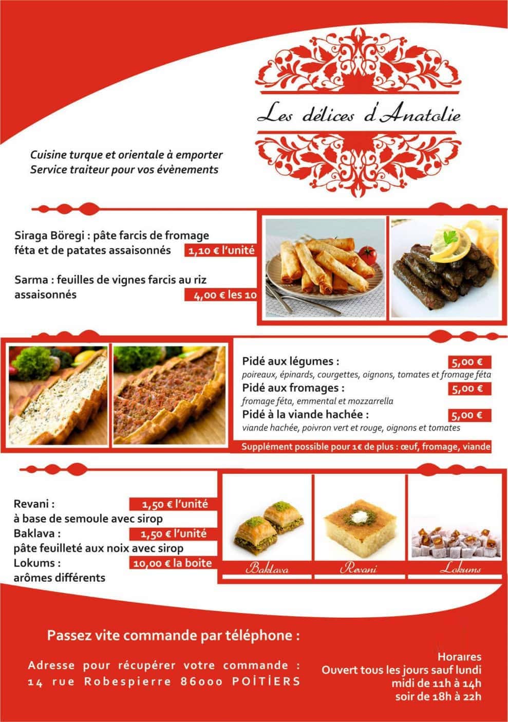 Les délices d'Anatolie — carte page 1