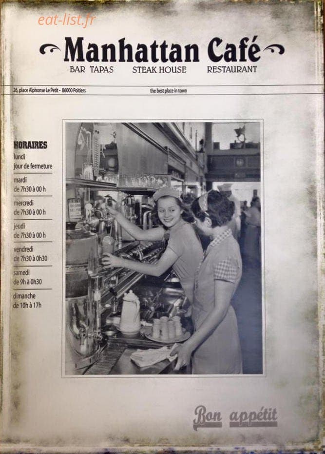 Manhattan cafe — carte page 1