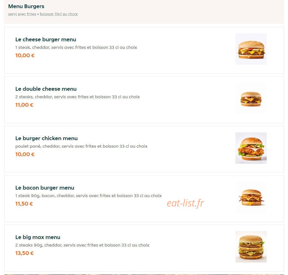 Miam's Food — carte page 10