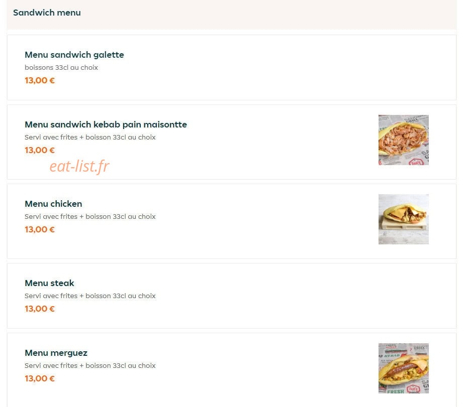 Miam's Food — carte page 6