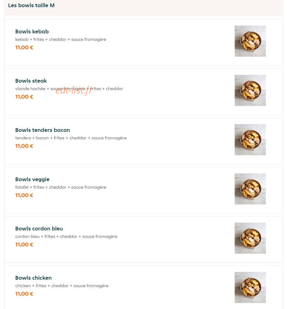 Miam's Food — carte page 1