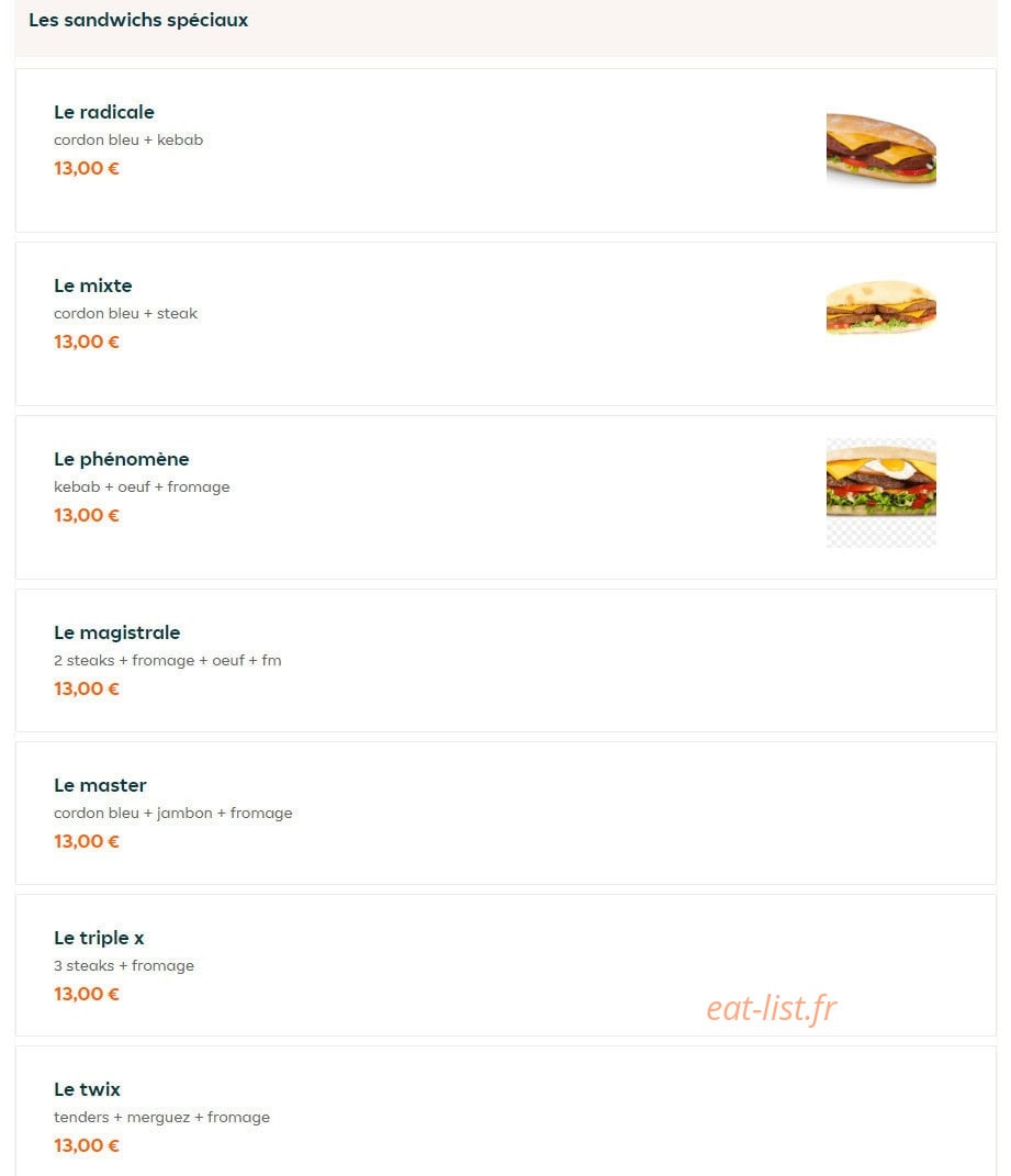 Miam's Food — carte page 8