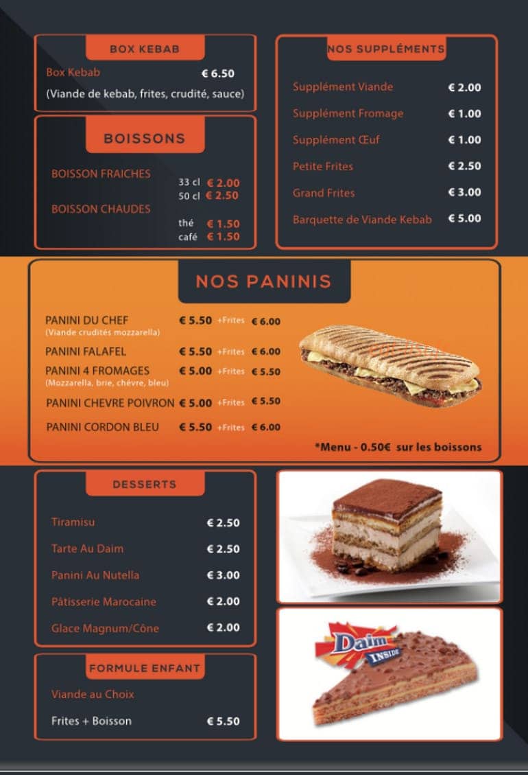 O'kebab — carte page 1