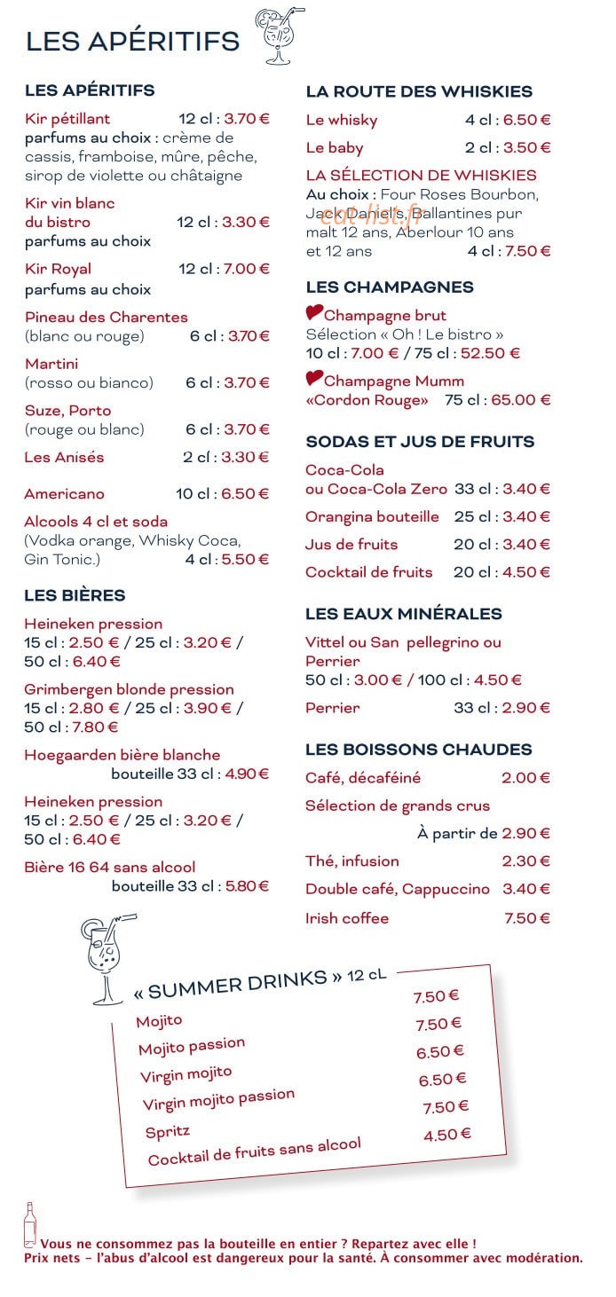 Oh Le Bistro — carte page 6