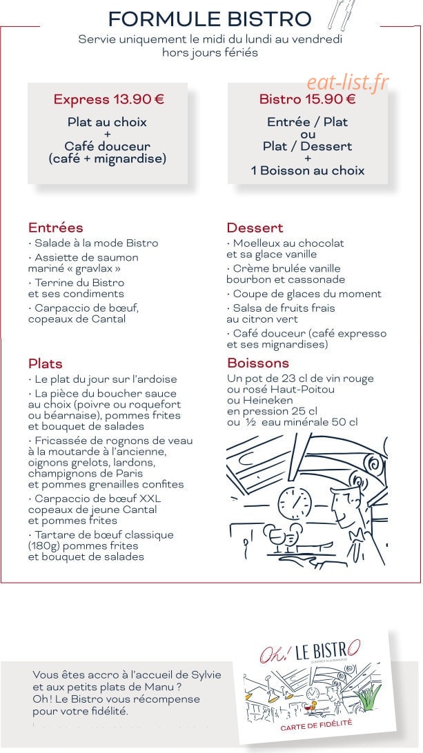 Oh Le Bistro — carte page 2