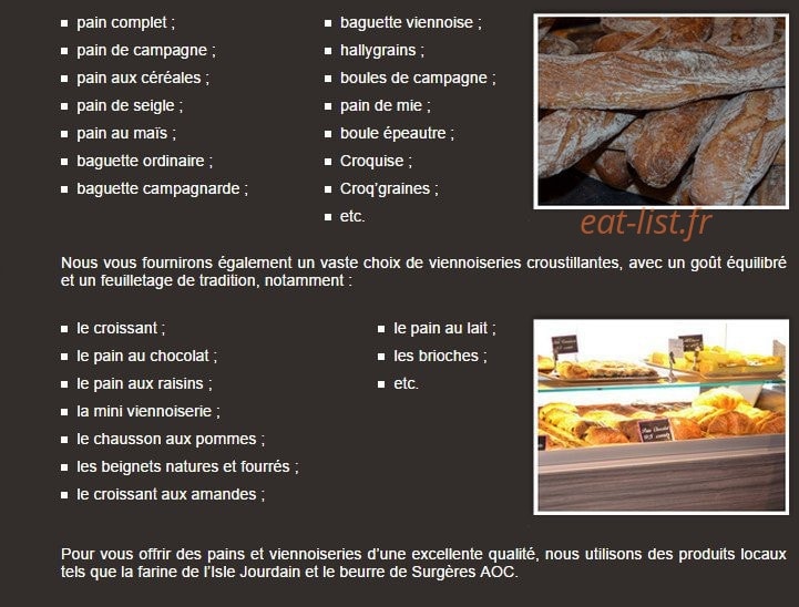 Pain Délice — carte page 1