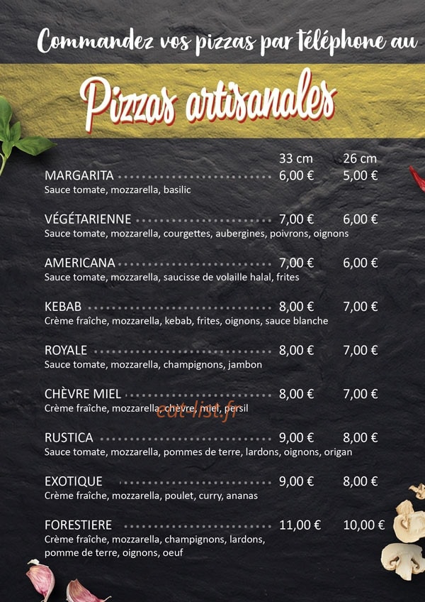 Pizza Bellejouanne — carte page 1