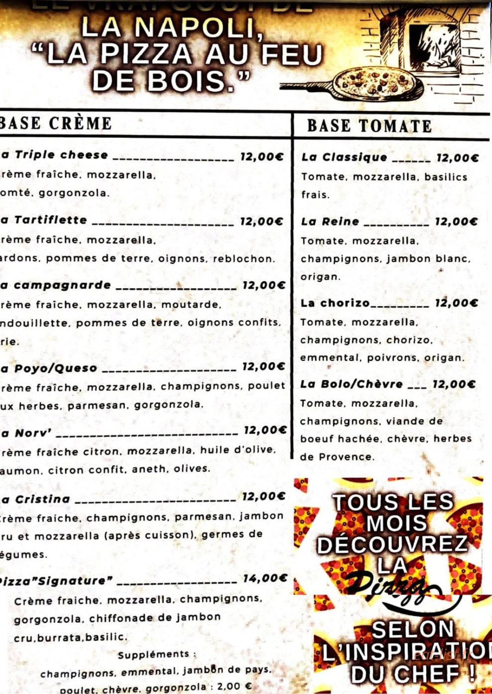 Poitiers pizza — carte page 1