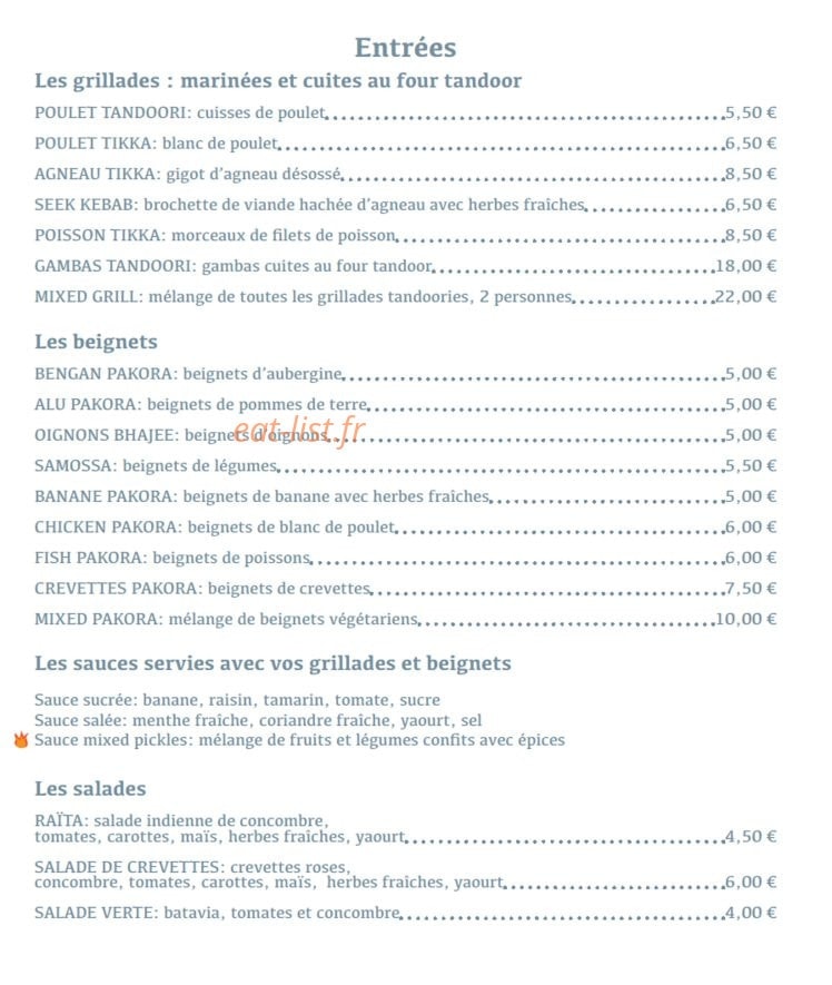 Restaurant K2 — carte page 1