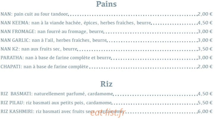 Restaurant K2 — carte page 4
