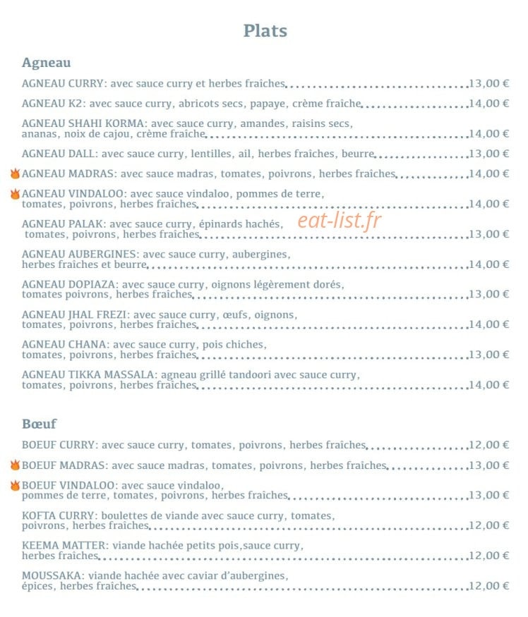 Restaurant K2 — carte page 2