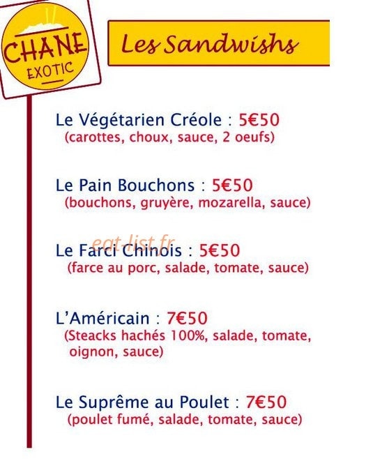 SK Food — carte page 1