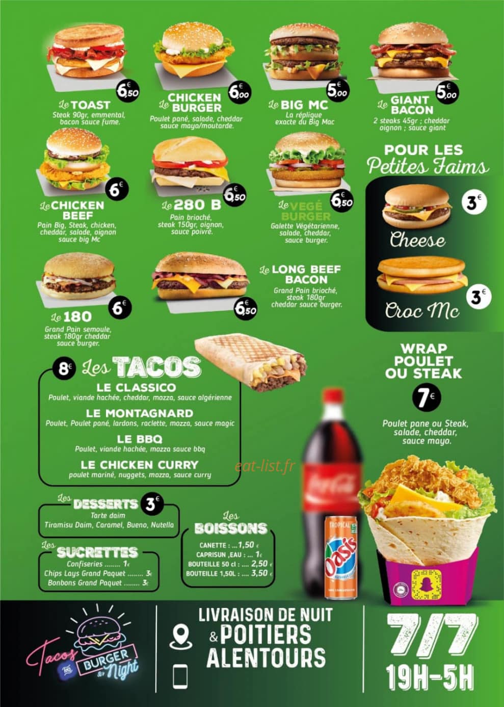 Tacos Burger by Night — carte page 1