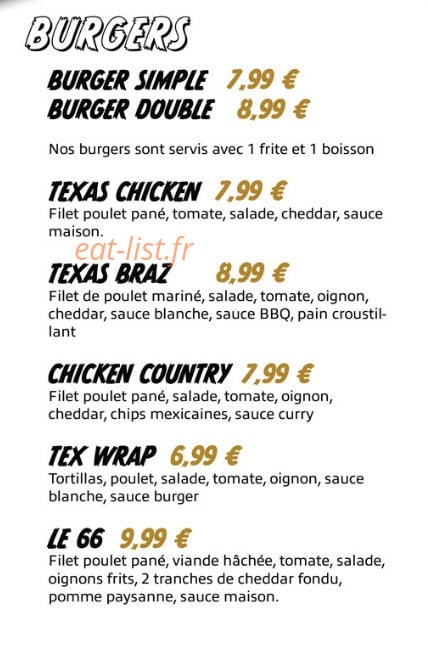 Texas Chicken Grill — carte page 1