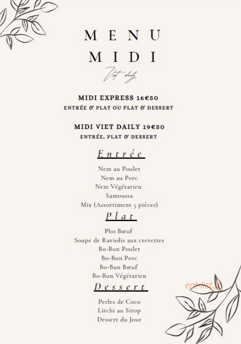 Việt Café — carte page 1