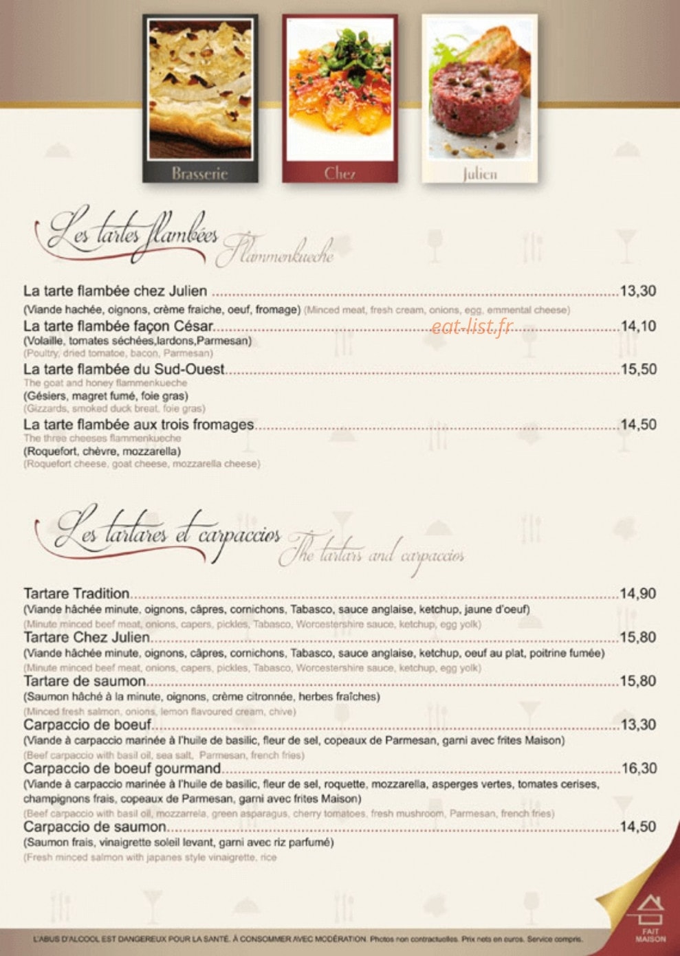Brasserie Chez Julien — carte page 7