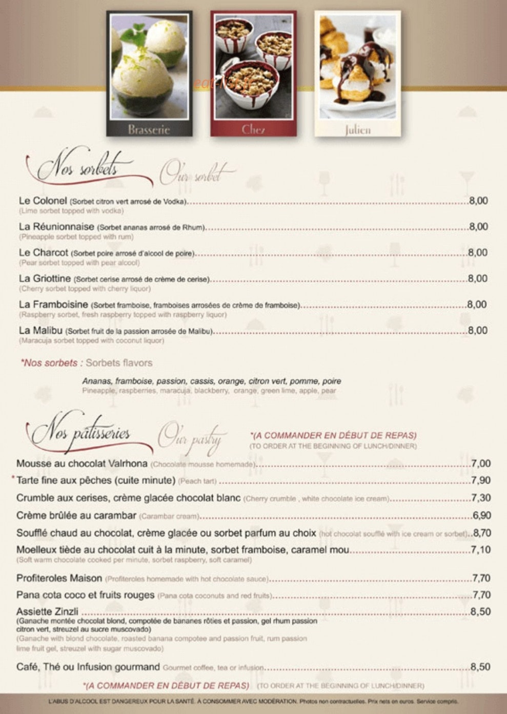 Brasserie Chez Julien — carte page 13