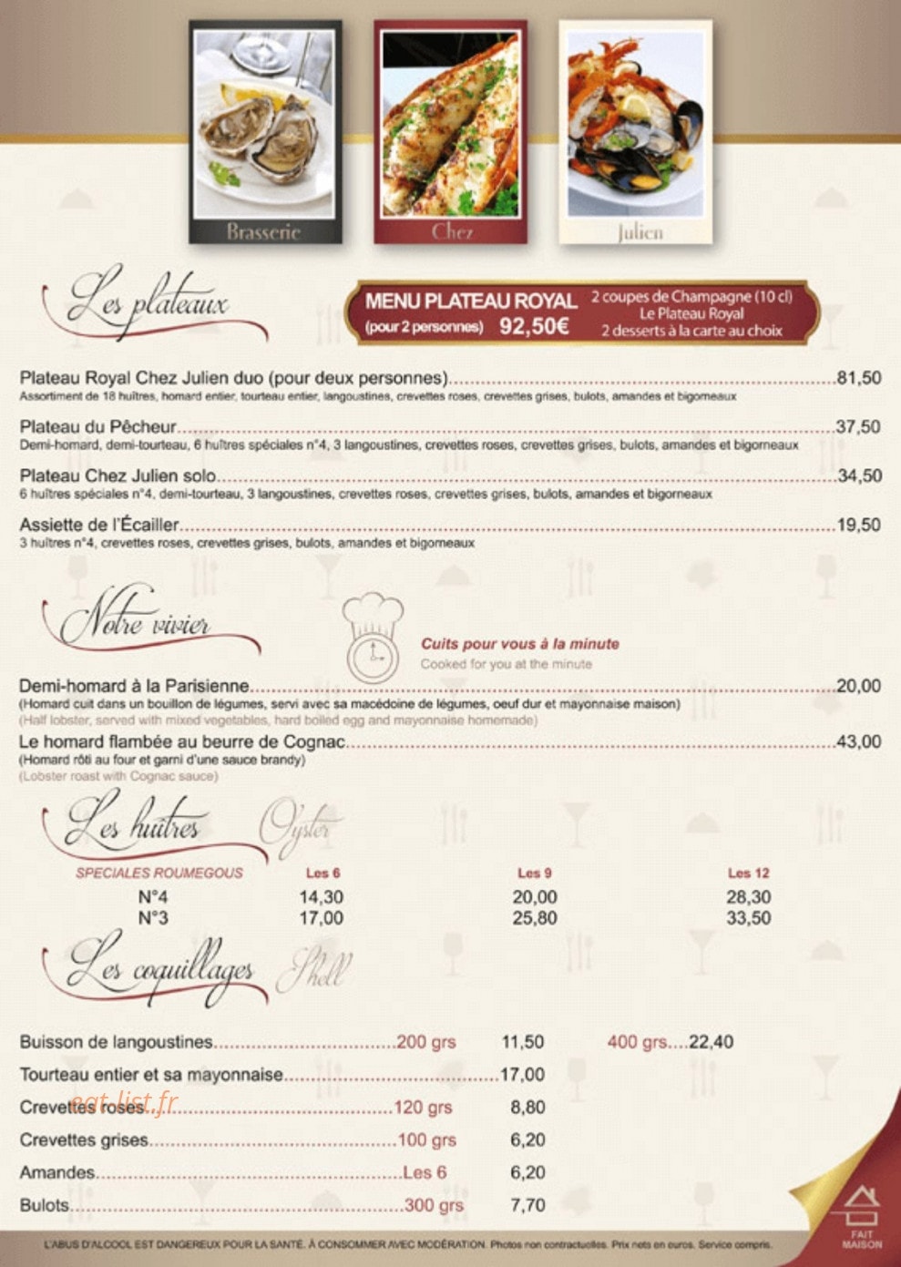 Brasserie Chez Julien — carte page 6