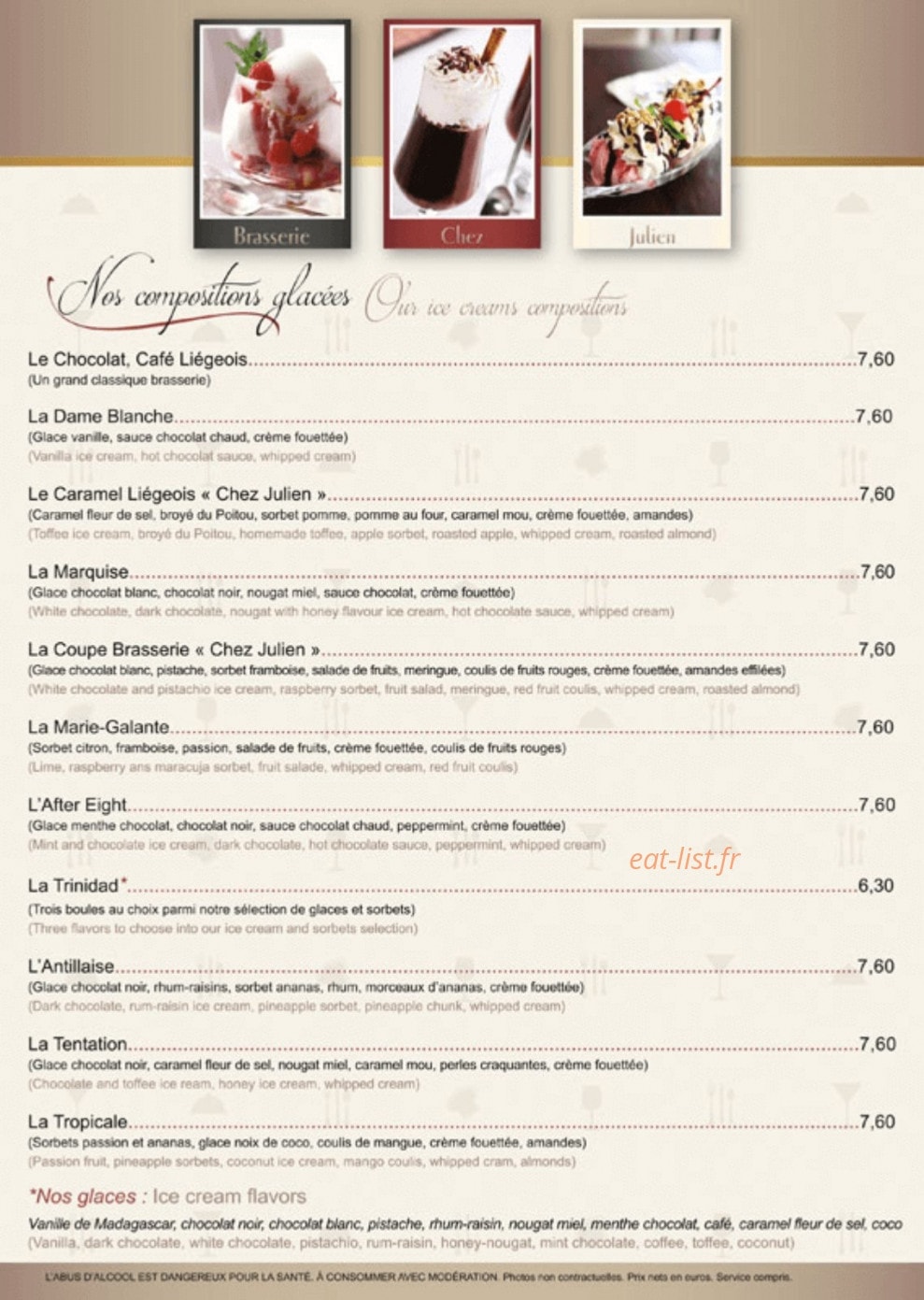Brasserie Chez Julien — carte page 12