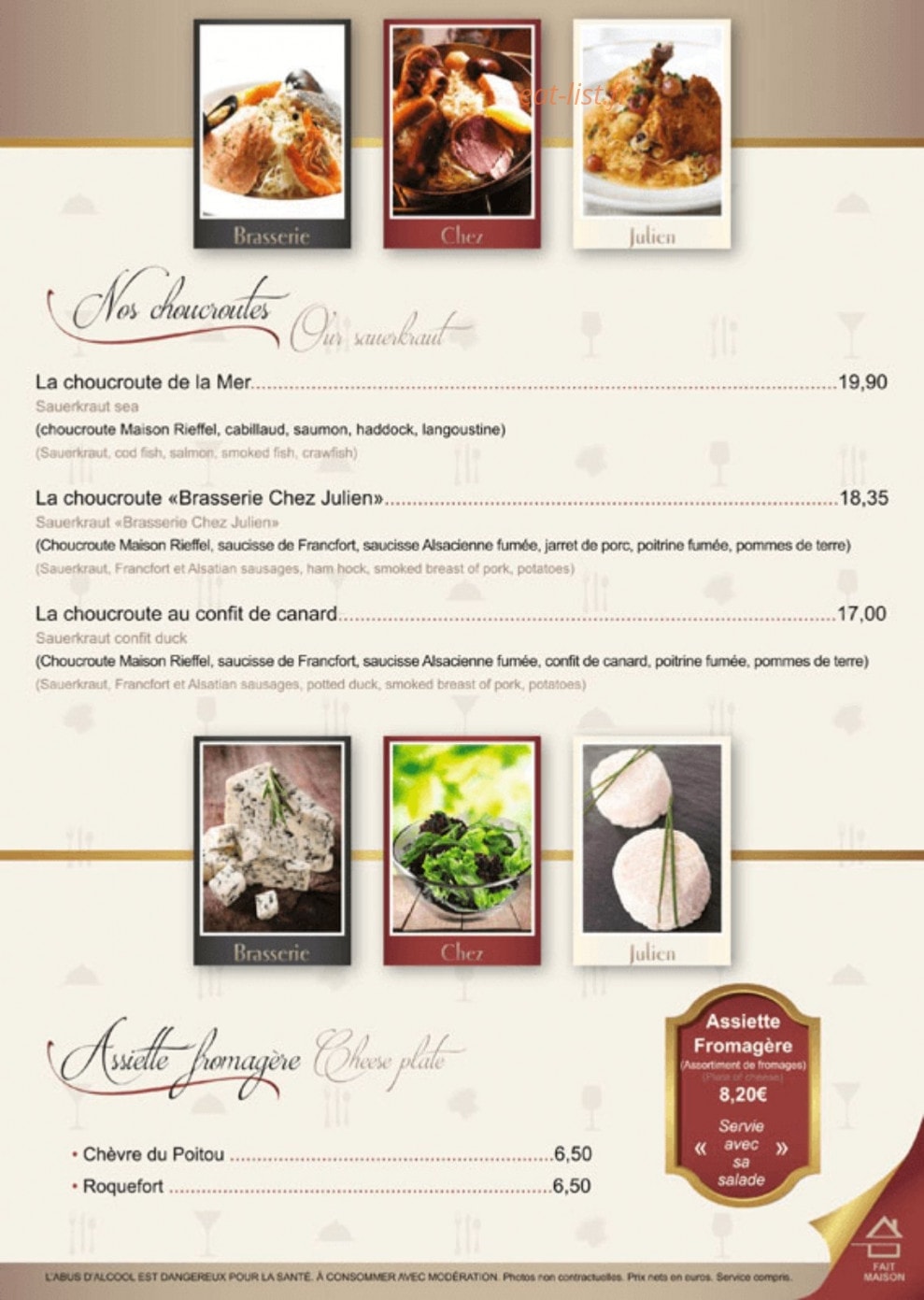 Brasserie Chez Julien — carte page 10