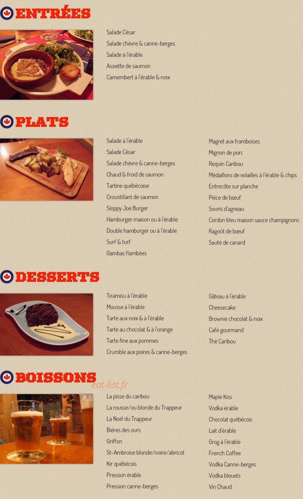 Caribou Café — carte page 1