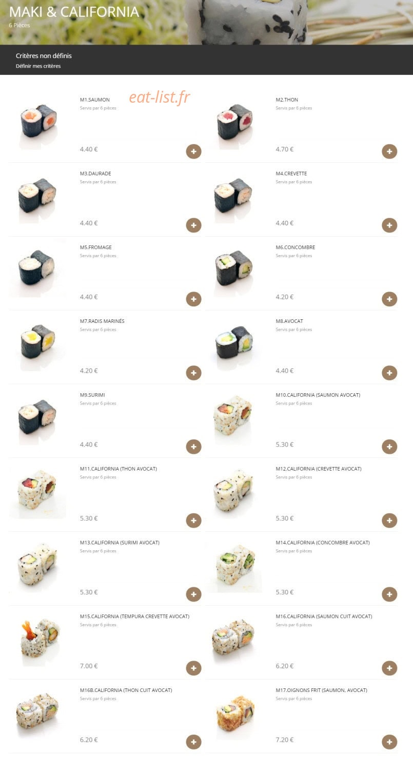 Faya Sushi — carte page 2