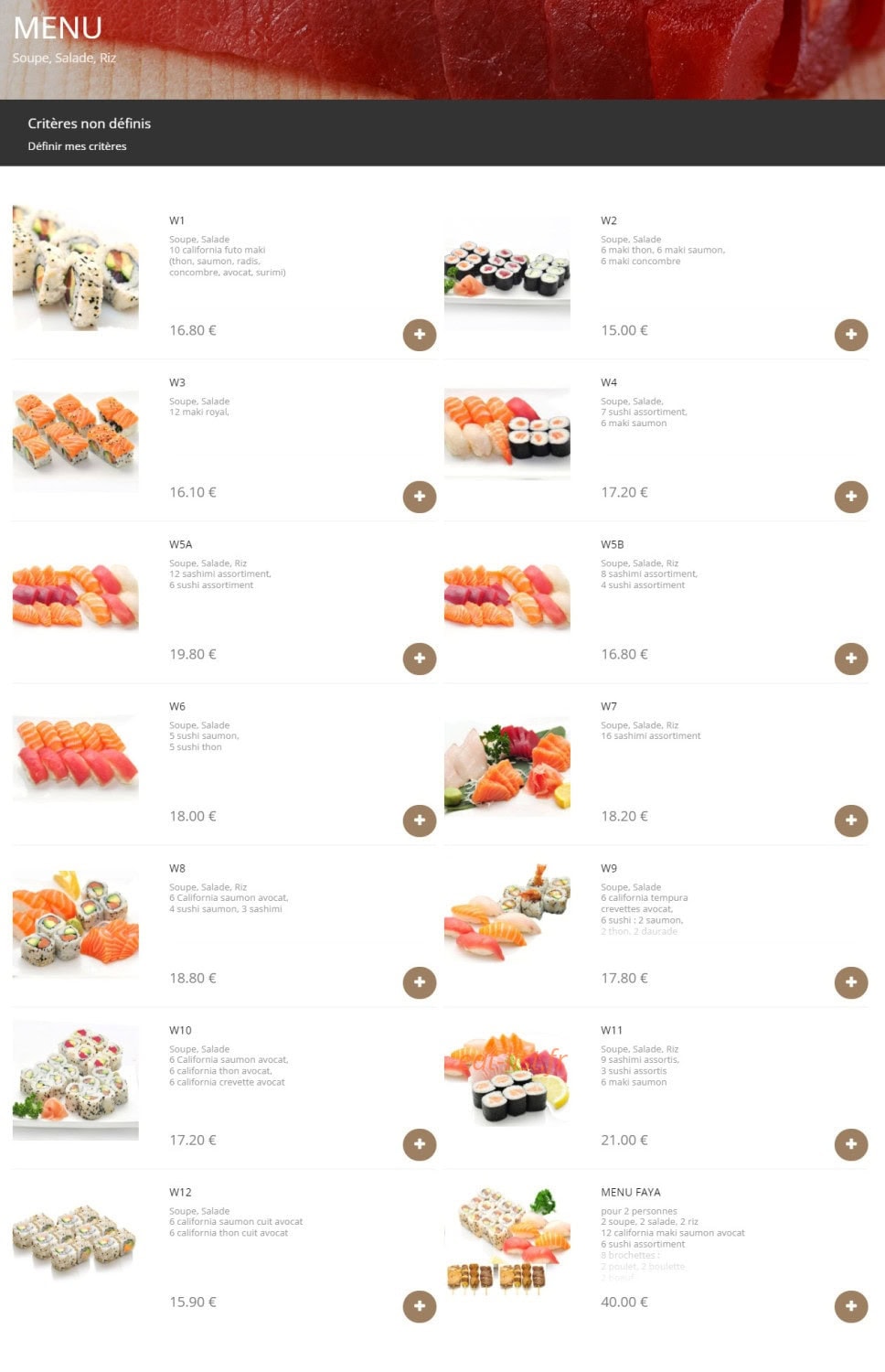 Faya Sushi — carte page 16