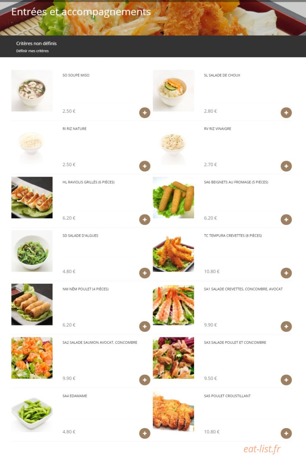 Faya Sushi — carte page 1