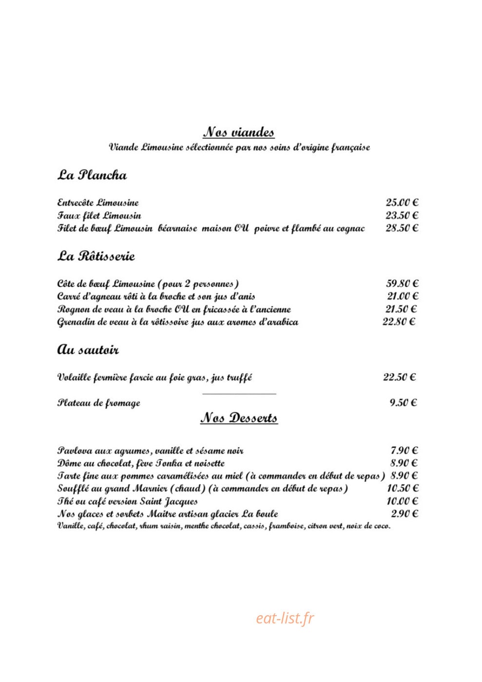 La Ferme Saint Jacques — carte page 2