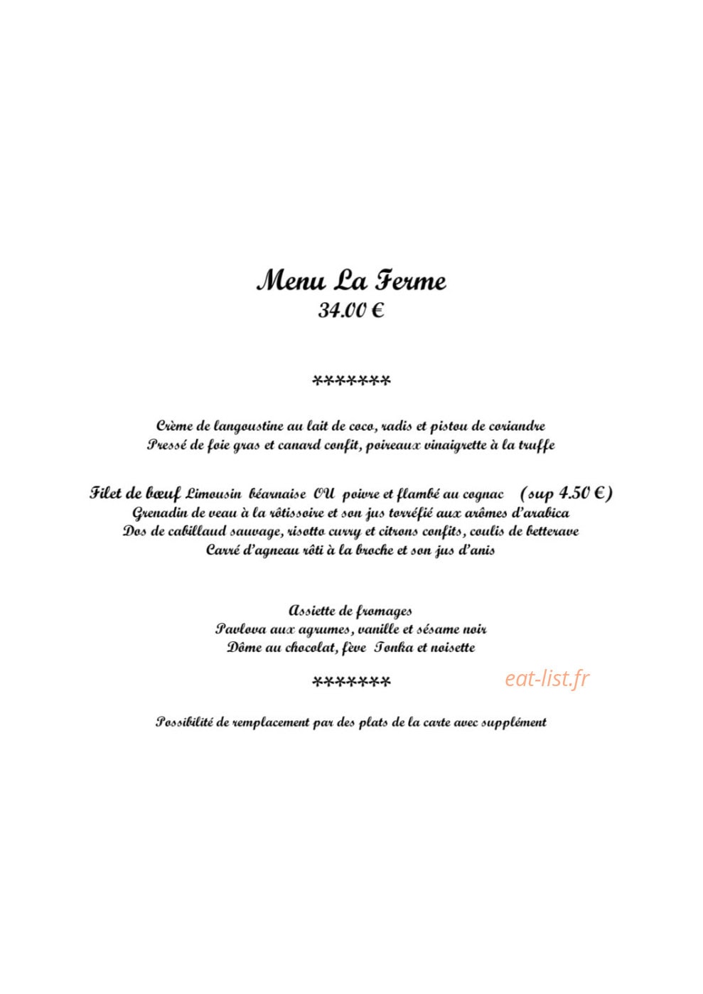 La Ferme Saint Jacques — carte page 3