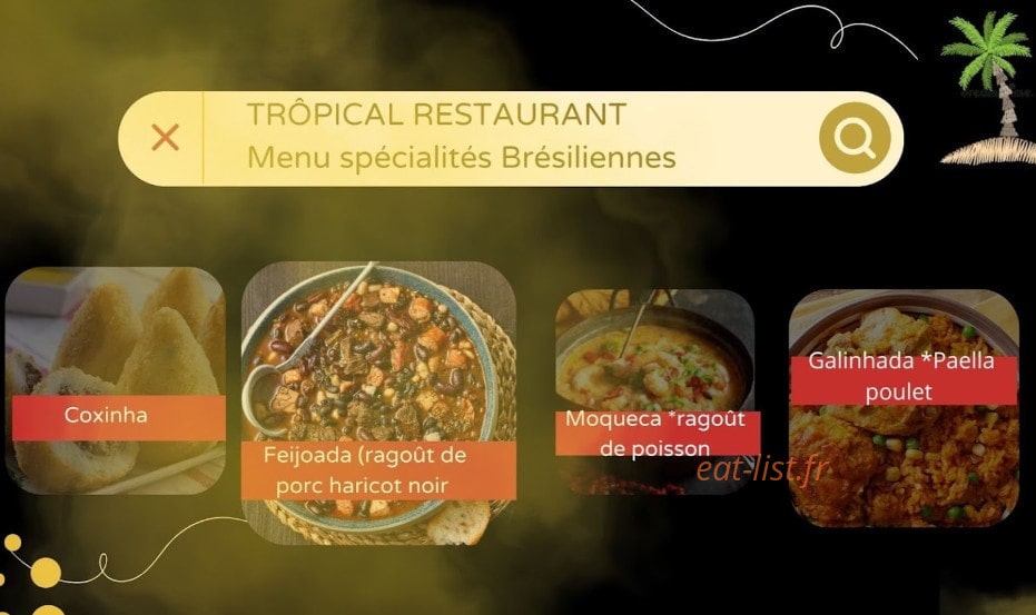 Tropical Restaurant — carte page 1