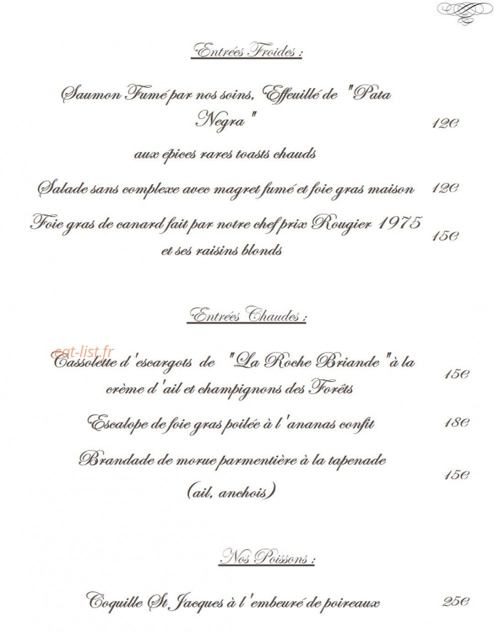 La Table du Château — carte page 1